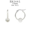 Ball Charm Hoop Huggie Stainless Steel  Earrings, 18mm