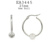 Ball Charm Hoop Huggie Stainless Steel  Earrings, 25mm