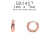 Rose Gold Small Round Hoop Huggie Stainless Steel Earrings, 7mm