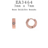 Cubic Zirconia Rose Gold Small Round Hoop Huggie Stainless Steel Earrings, 7mm