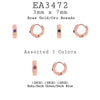 Assorted Colors  Rose Gold Small CZ Round Hoop Huggie Stainless Steel Earrings, 7mmx3mm