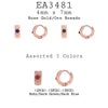 Assorted Colors  Rose Gold Small CZ Round Hoop Huggie Stainless Steel Earrings, 7mm x 4mm