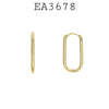18k Gold Plated Long Oval /Link Shaped Stainless Steel Hoop Earrings
