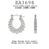 Textured  Oval Stainless Steel Hoop Earrings, 20mm