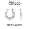 Textured, engraved Round  Stainless Steel Hoop Earrings, 20mm