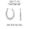 Oval Shaped Textured Engraved Stainless Steel Hoop Earrings, 20mm