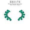Cubic Zirconia Black Rhodium Green Studs Earrings in Brass