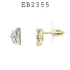 White Cubic Zirconia Stud Earrings in Brass
