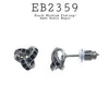 Black Cubic Zirconia Stud Earrings in Brass