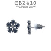 Small Flower CZ Stud Earrings in Brass