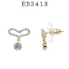 Pave Open Heart & Dangle CZ Stud Earrings in Brass