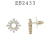 Snowflake Baguette CZ Stud Earrings in Brass