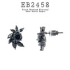 Small Cluster Black CZ Stud Earrings in Black Rhodium Plated Brass