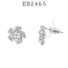 Snowflake Flower Baguette  CZ Stud Earrings in Brass