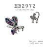 Multicolor Cubic Zirconia Bee Cuff Brass Earrings