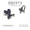 Multicolor Cubic Zirconia Bee Cuff Brass Earrings