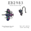 Multicolor CZ Bee Cuff Earrings in Brass