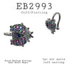 Multicolor Cubic Zirconia Ladybug Cuff Brass Earrings