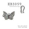 Cubic Zirconia Butterfly Cuff Brass Earrings