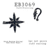 North Star Shaped Cubic Zirconia Cuff Brass Earrings