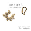 Flower Shaped Cubic Zirconia Cuff Brass Earrings