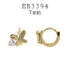 CZ Hoop Butterfly Earrings in Brass