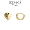 Multicolor CZ Heart Hoop Earrings in Brass
