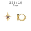 Multicolor CZ North Star Hoop Brass Earrings