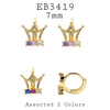 Multicolor CZ Crown Hoop Brass Earrings in Assorted Colors