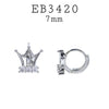 White CZ Hoop Crown Earrings in Brass