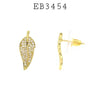 Cubic Zirconia Leaf Stud Earrings in Brass