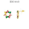 Cubic Zirconia Star Earrings in Brass