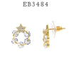 Cubic Zirconia Circle Studs Earrings in Brass