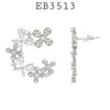 Cubic Zirconia Flower Stud Earrings in Brass