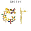 Cubic Zirconia Flower Stud Earrings in Brass