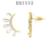 Half Moon Cubic Zirconia Earrings in Brass
