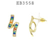 White or Multi Color Baguette Cubic Zirconia Stud Earrings in Brass