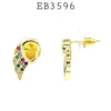 Cubic Zirconia Wing Earrings in Brass