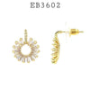 Cubic Zirconia Flower Earrings in Brass