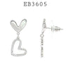 Cubic Zirconia Heart Dangle Earrings in Brass