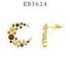 Half Moon Cubic Zirconia Star Stud Earrings in Brass