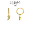9mm Hoop Dangles Cubic Zirconia Hoop Earrings in Brass