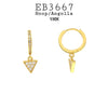 9mm Cubic Zirconia Hoops Dangle Earrings in Brass