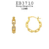12mm Link Cubic Zirconia Fashion Hoops Earrings in Brass 1/2" inch