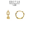 12mm Gold Plated Link Hoop White CZ Earrings  in Brass
