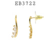 Leaf Cubic Zirconia Stud Earrings in Brass