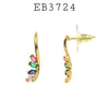 Leaf Cubic Zirconia Stud Earrings in Brass