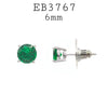 6mm Round Green Emerald Cubic Zirconia Stud Earrings in Brass