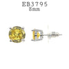 8mm Round Yellow (Citrine) Cubic Zirconia Stud Earrings in Brass