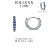 10mm Classic Blue CZ All Around Brass Earrings